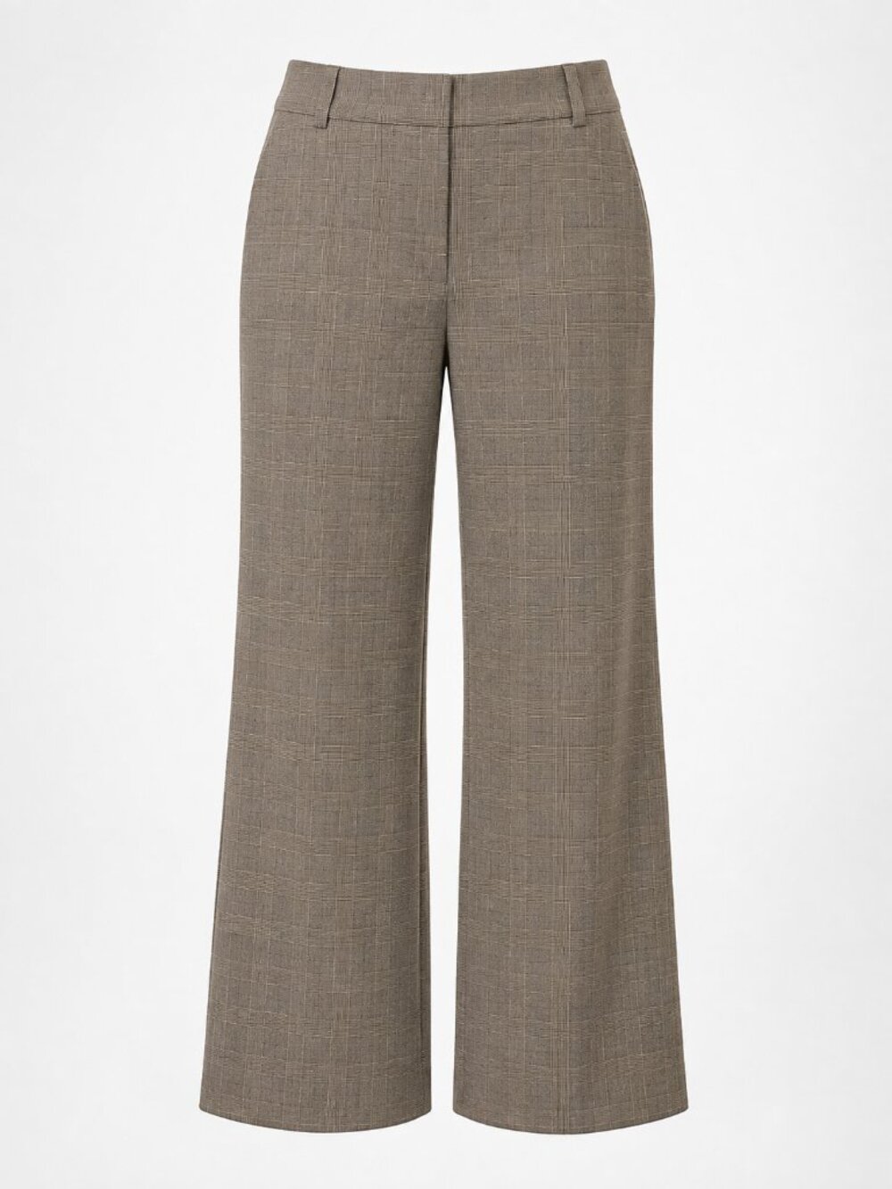 LOFT Plaid Wide Leg Trouser Pants Brown Tall Plus Size Office Business Fall 18T